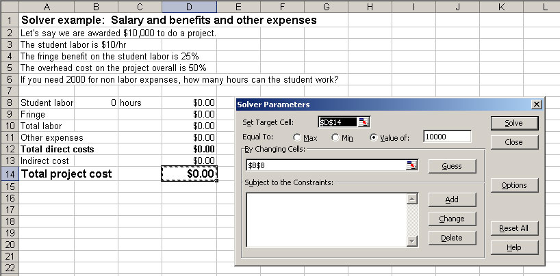 how to use excel solver function for graphing a model